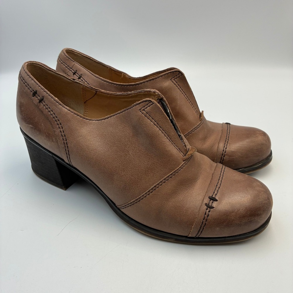Naturalizer Renee Brown Leather Shootie Block Heel Cap Toe Shoes Womens 7M